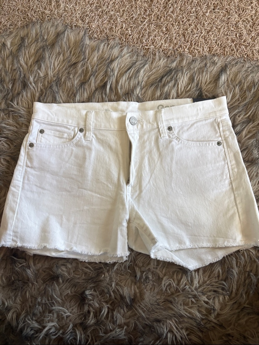 GAP White Denim Frayed Hem Shorts